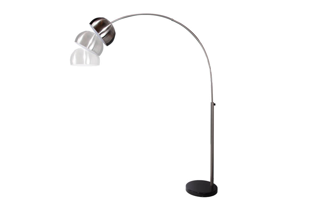 Ausziehbare Bogenlampe LOUNGE DEAL 170-210cm chrom Marmorfuß Stehlampe