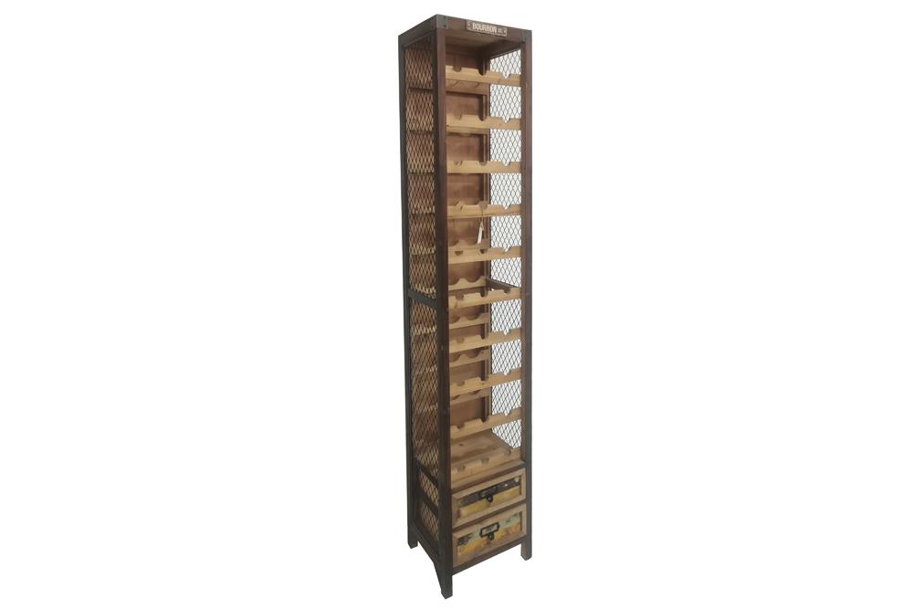 Authentique casier à vin BODEGA 190cm casier à bouteilles en bois de pin naturel tiroirs