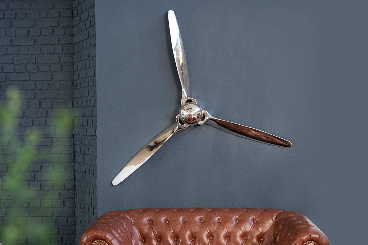 Authentische Wanddekoration SCREW III 60cm silber Flugzeug Propeller