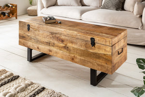 Banc coffre industriel FACTORY LOFT Banc en bois de manguier naturel 115cm