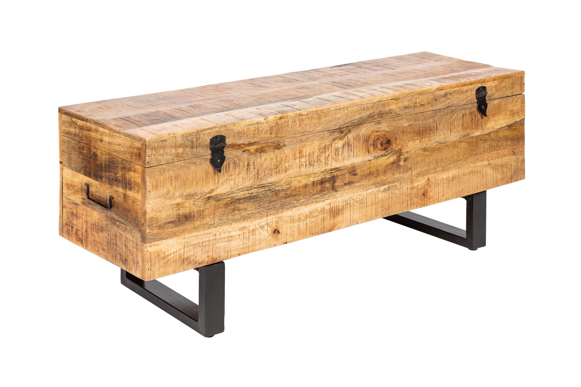 Banc coffre industriel FACTORY LOFT Banc en bois de manguier naturel 115cm