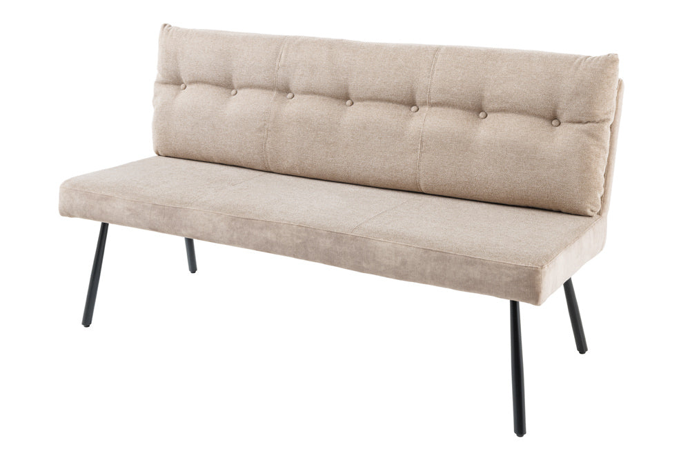 Banquette moderne BIG GEORGE 160cm champagne beige velours tissu structuré ressorts ensachés