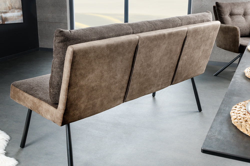 Banquette moderne BIG GEORGE 160cm taupe tissu plat ressorts ensachés noir