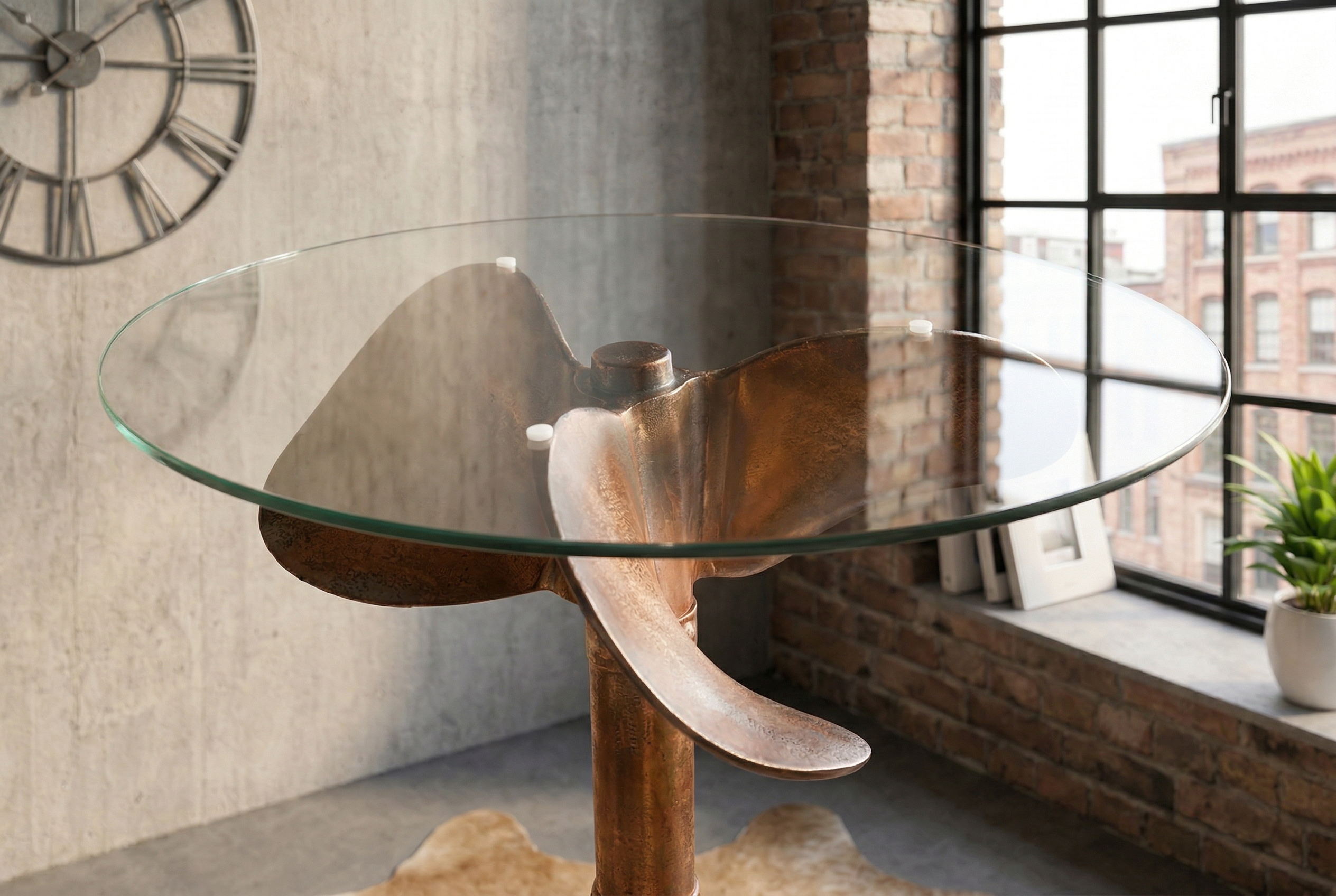 Bar table OCEAN 100cm copper rack w/o glass plate