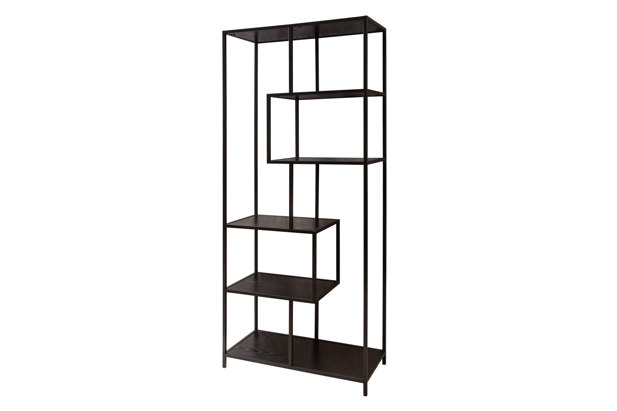 Bibliothèque industrielle SLIM LINE 185cm frêne noir six étagères