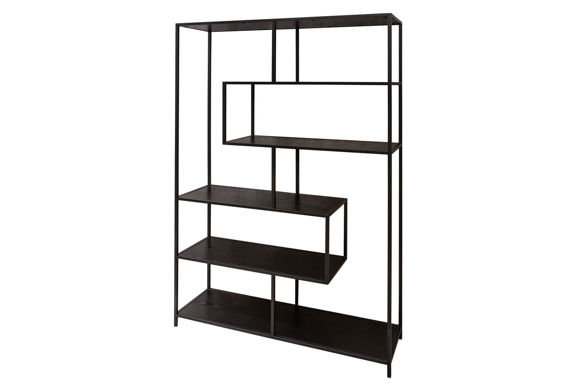 Bibliothèque industrielle SLIM LINE 185x114cm frêne noir six étagères