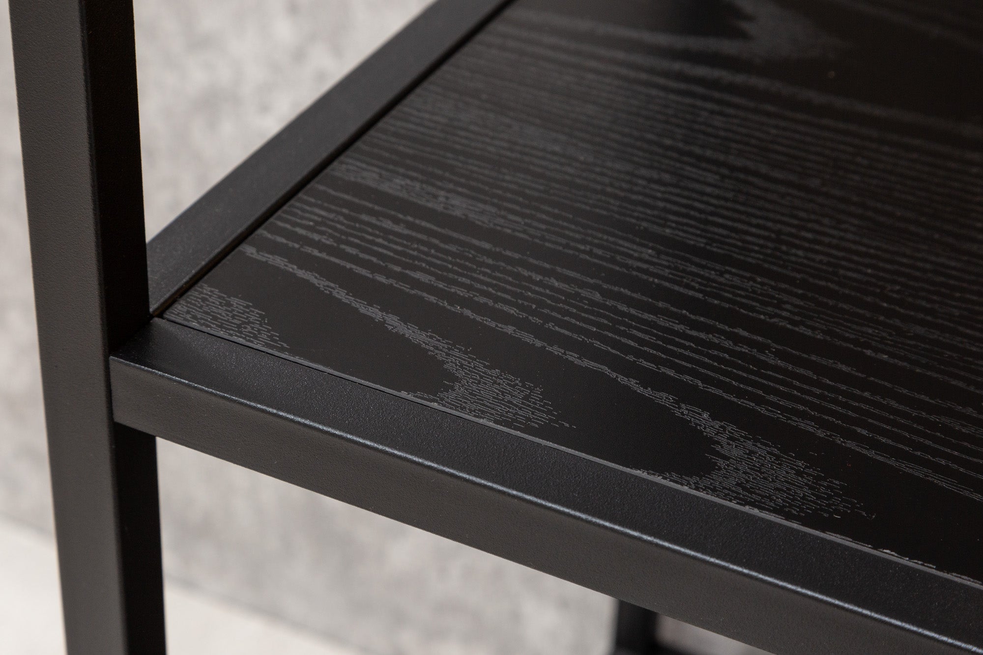 Bibliothèque industrielle SLIM LINE 185x114cm frêne noir six étagères