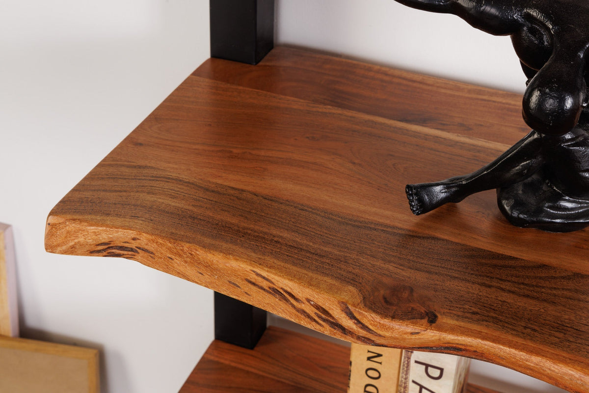 Bibliothèque massive MAMMUT 180cm acacia noir cinq étagères