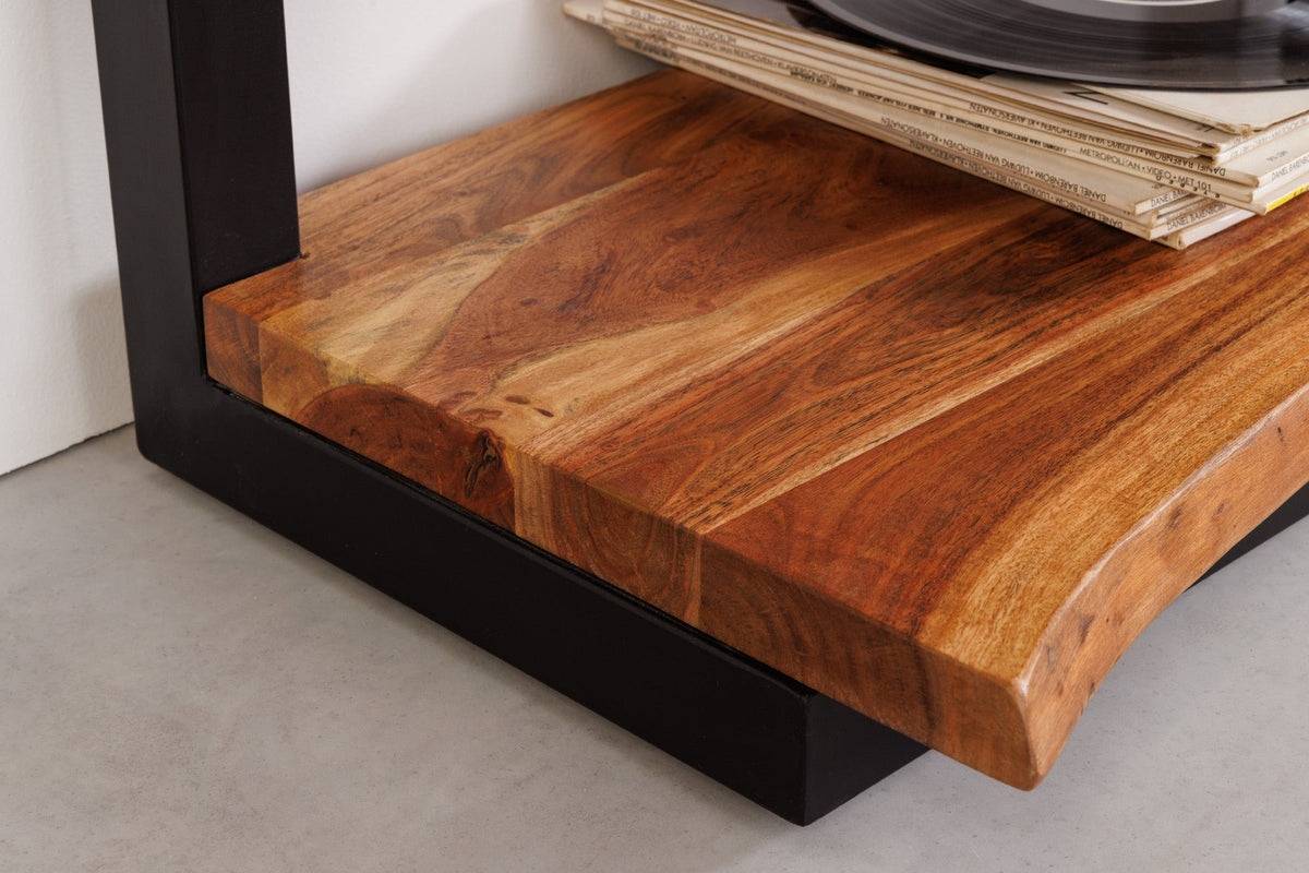 Bibliothèque massive MAMMUT 180cm acacia noir cinq étagères
