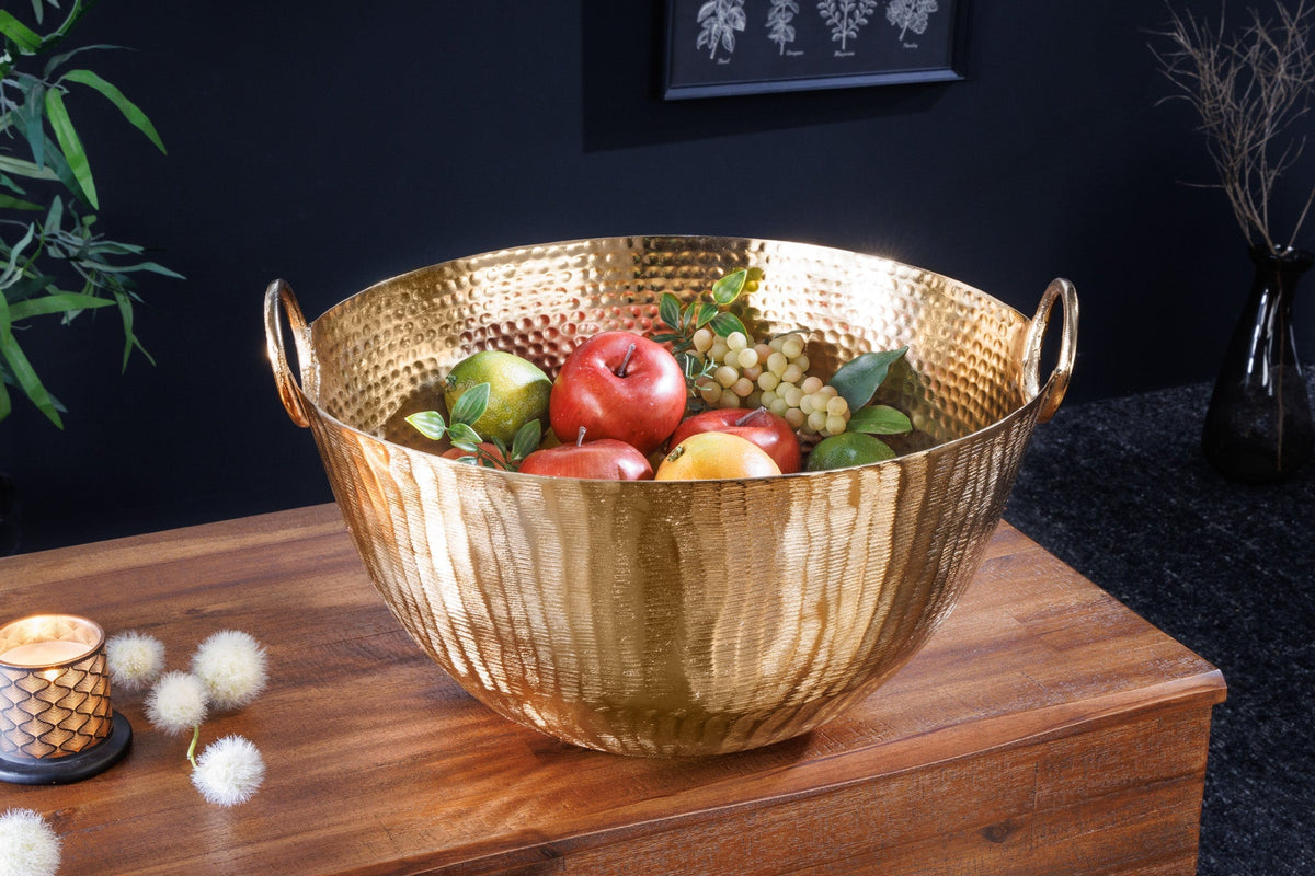Bol décoratif artisanal ORIENT 40cm métal doré design martelé