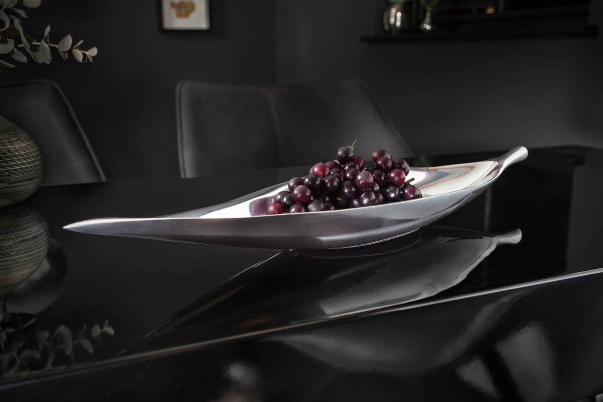 Bol décoratif artisanal SILVER LEAF 40cm aluminium argenté