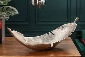 Bol décoratif design SILVER LEAF 65cm feuille d’argent design métal fait main