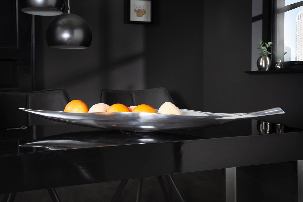 Bol décoratif SILVER LEAF 80cm aluminium argenté fait main