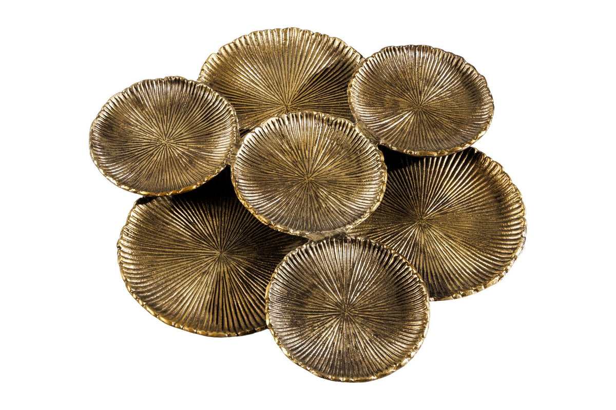 Bol décoratif XXL fait main ABSTRACT LEAF 45cm plateau à bijoux en aluminium métal doré