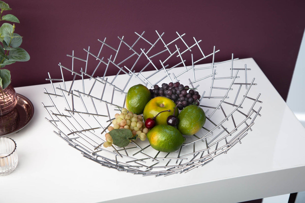 Bol design STRUCTURE 45cm métal thermolaqué argent