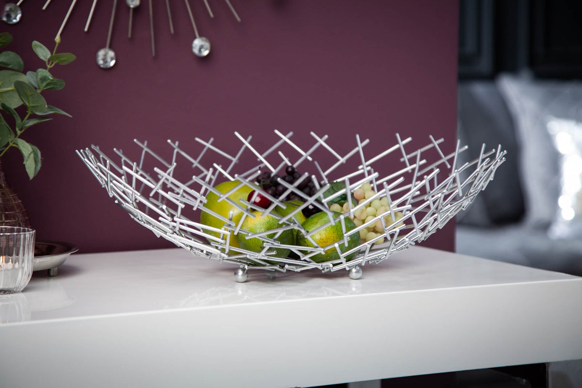 Bol design STRUCTURE 45cm métal thermolaqué argent