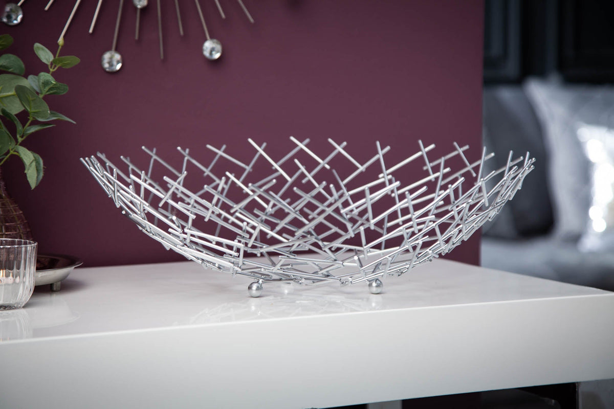 Bol design STRUCTURE 45cm métal thermolaqué argent