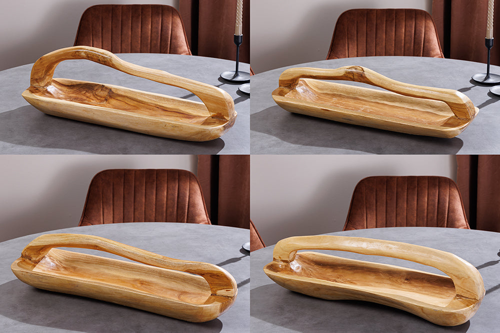 Bol en bois massif BALI 60cm teck avec manche en grain naturel