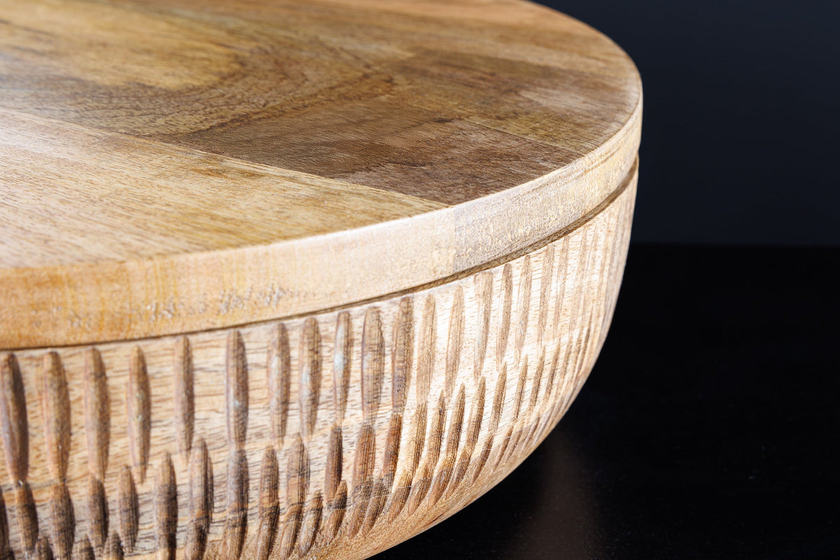 Bol fait main PURE NATURE 40cm bois de manguier naturel rond avec couvercle boîte à bijoux