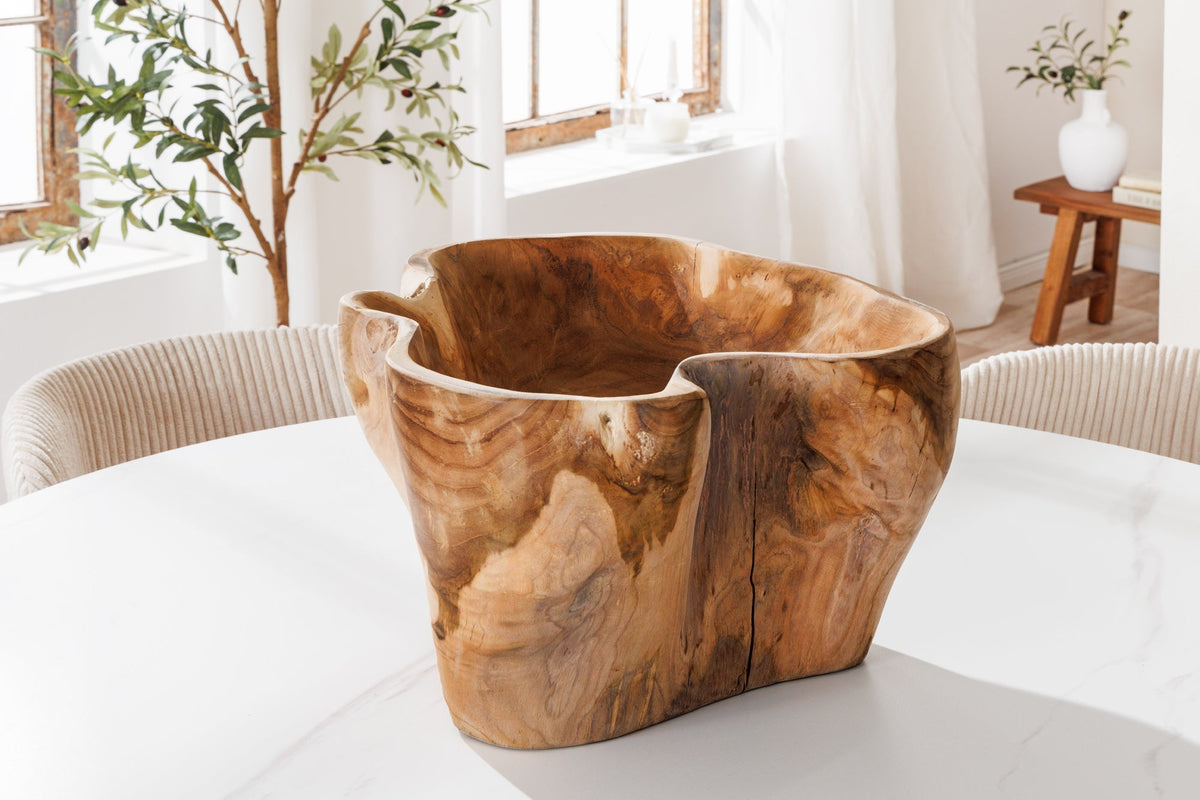 Bol unique FLOWERS 45cm en teck naturel en bois de racine