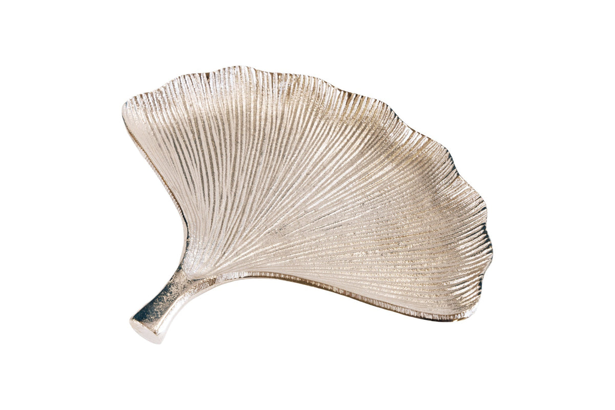 Bols décoratifs set de 3 GINKGO 30cm métal argenté fait main