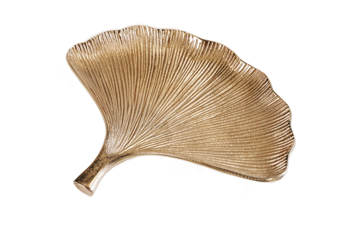 Bols décoratifs set de 3 GINKGO 30cm métal doré fait main