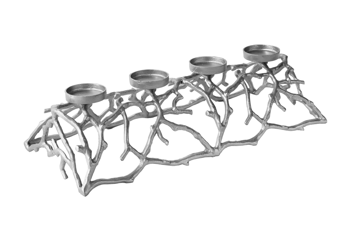 Bougeoir élégant ABSTRAIT 60cm argent pour 4 bougies