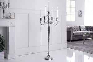 Bougeoir MODERNE BAROQUE 120cm argent lustre à 5 bras bougeoir en aluminium poli