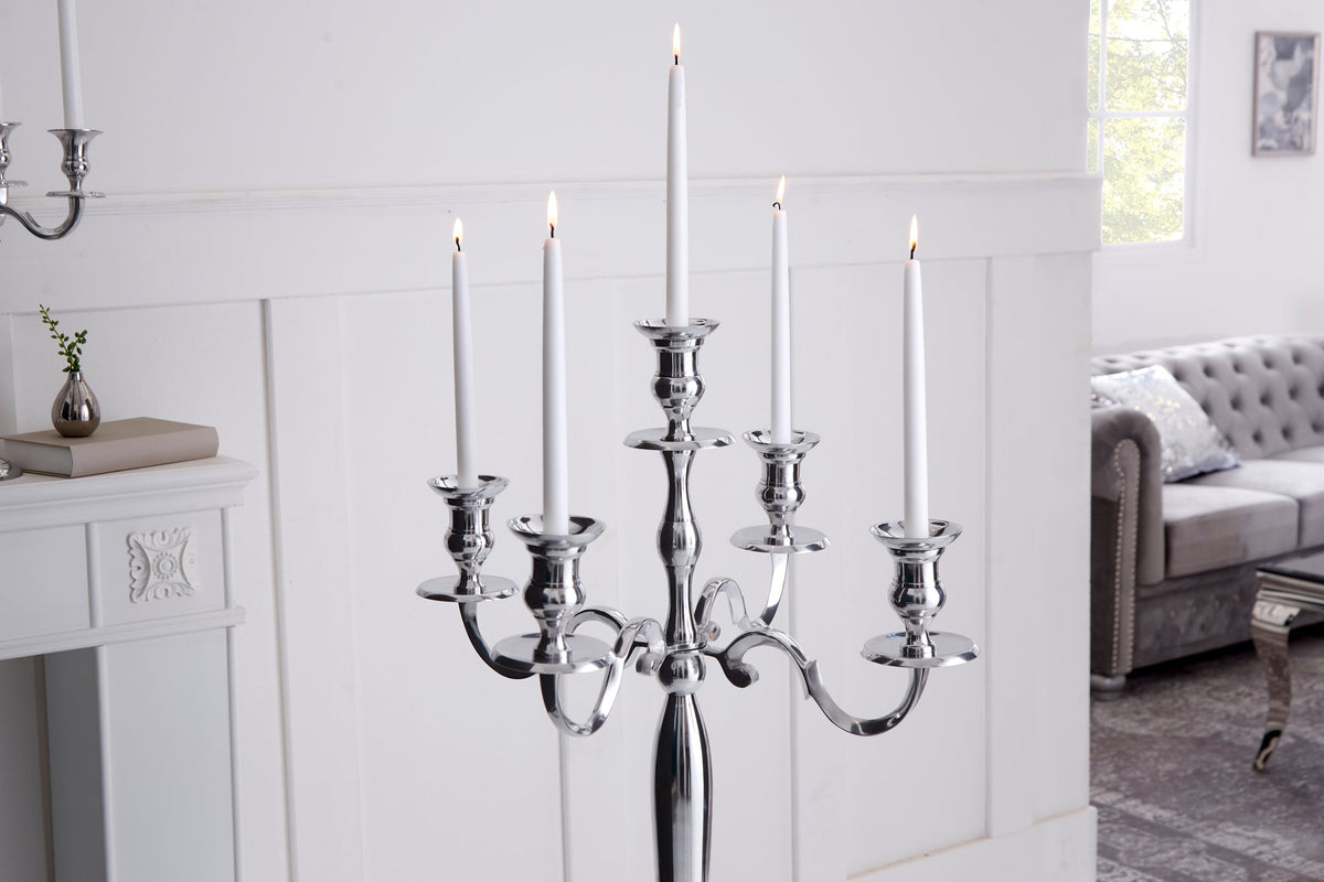 Bougeoir MODERNE BAROQUE 120cm argent lustre à 5 bras bougeoir en aluminium poli