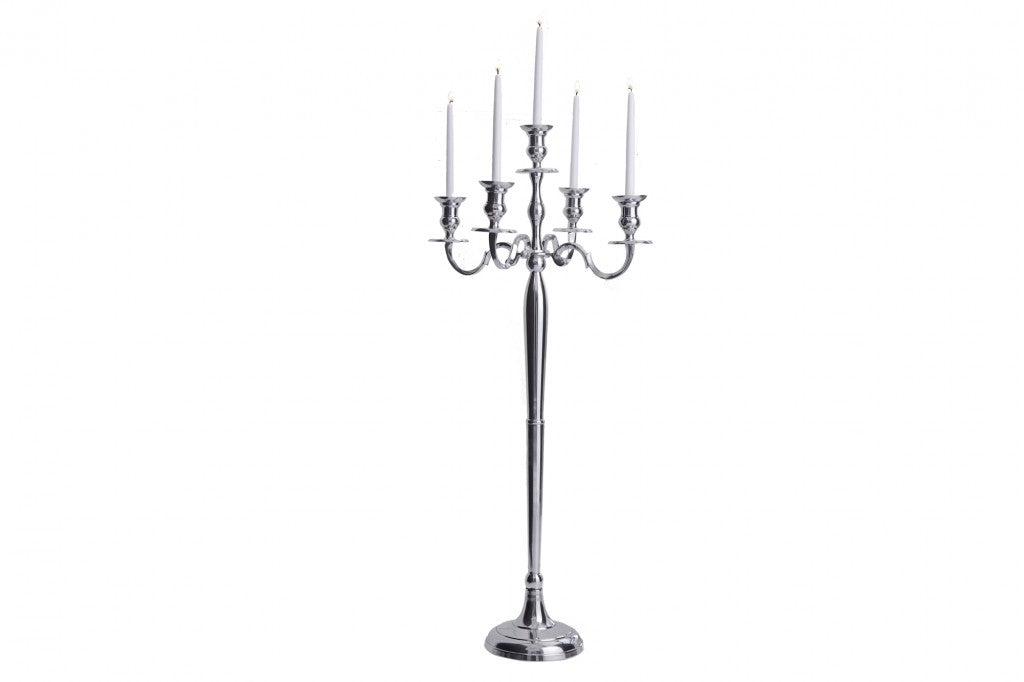 Bougeoir MODERNE BAROQUE 120cm argent lustre à 5 bras bougeoir en aluminium poli