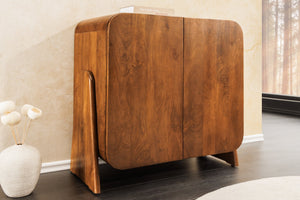 Buffet bas carré BRASIL 75cm meuble deux compartiments en bois massif de manguier marron