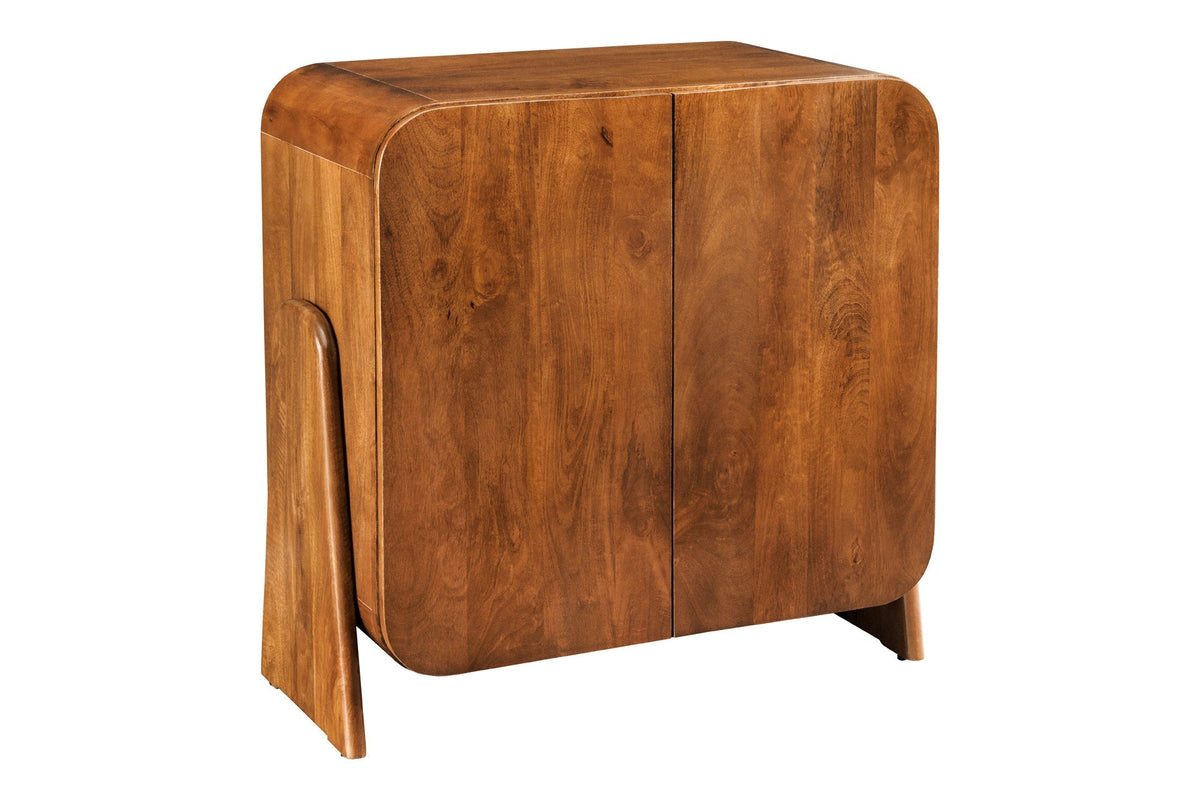 Buffet bas carré BRASIL 75cm meuble deux compartiments en bois massif de manguier marron