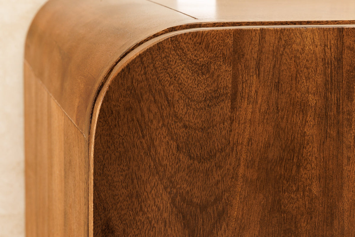 Buffet bas carré BRASIL 75cm meuble deux compartiments en bois massif de manguier marron