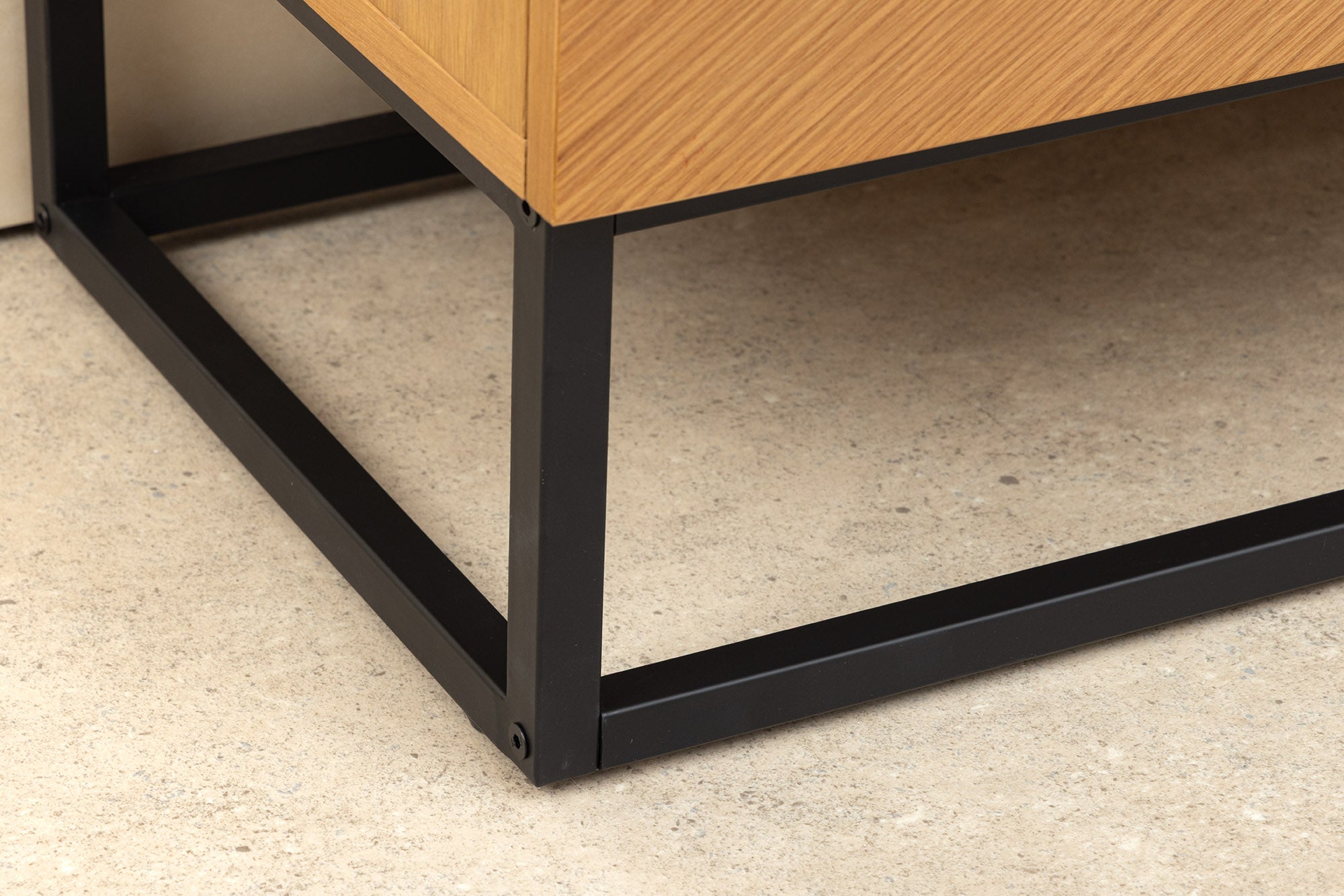 Buffet bas industriel GRANDEZZA 180cm chêne naturel meuble TV métal noir