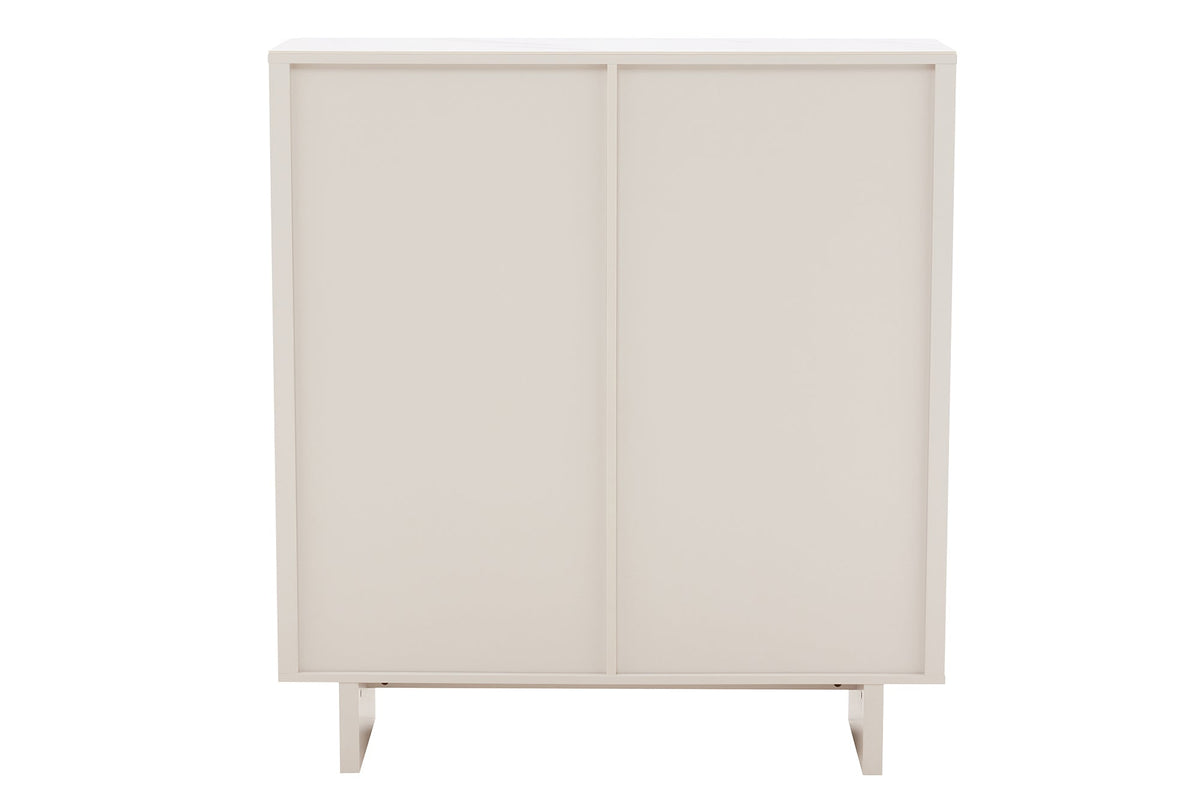 Buffet design SAVOY 130cm cachemire marbre blanc céramique avec rangements et façade 3D