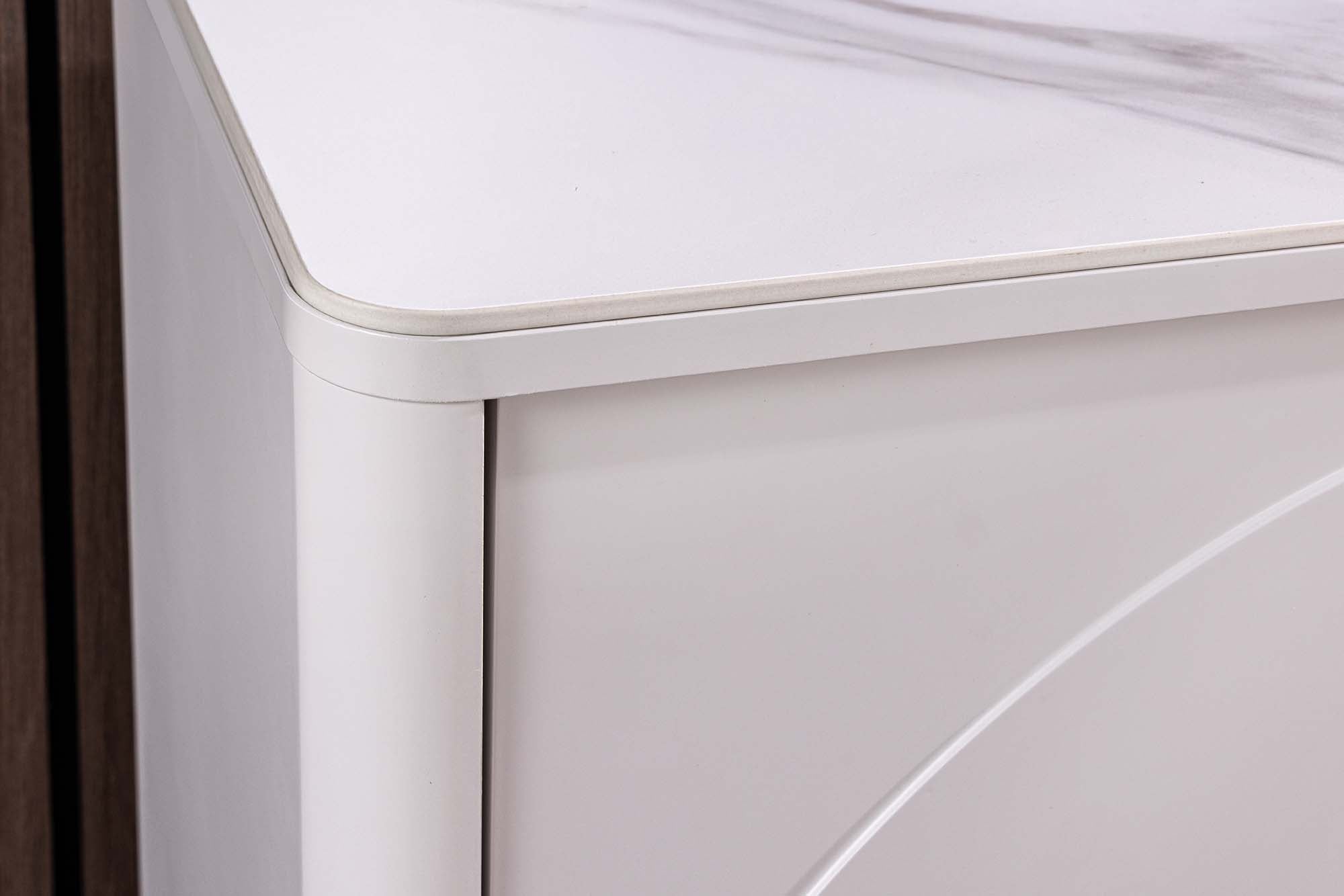Buffet design SAVOY 150cm céramique marbre blanc cachemire avec six tiroirs