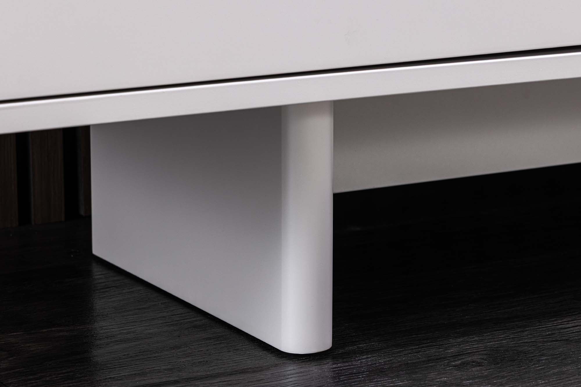 Buffet design SAVOY 180cm céramique marbre blanc cachemire avec rangements et façade 3D