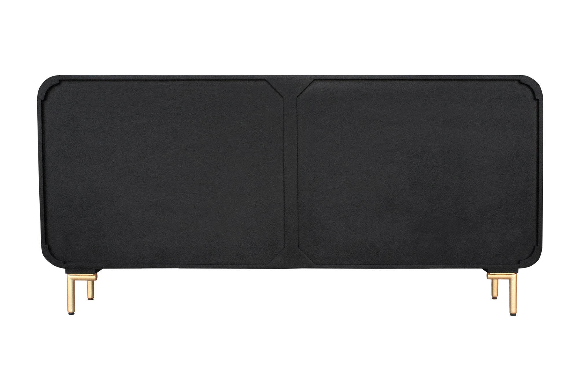 Buffet design WAVE 160cm en manguier noir massif pieds métal doré mat