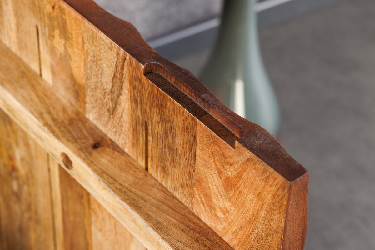 Buffet design ZEN 180cm en bois de manguier marron avec sculptures 3D structure en métal noir fait main