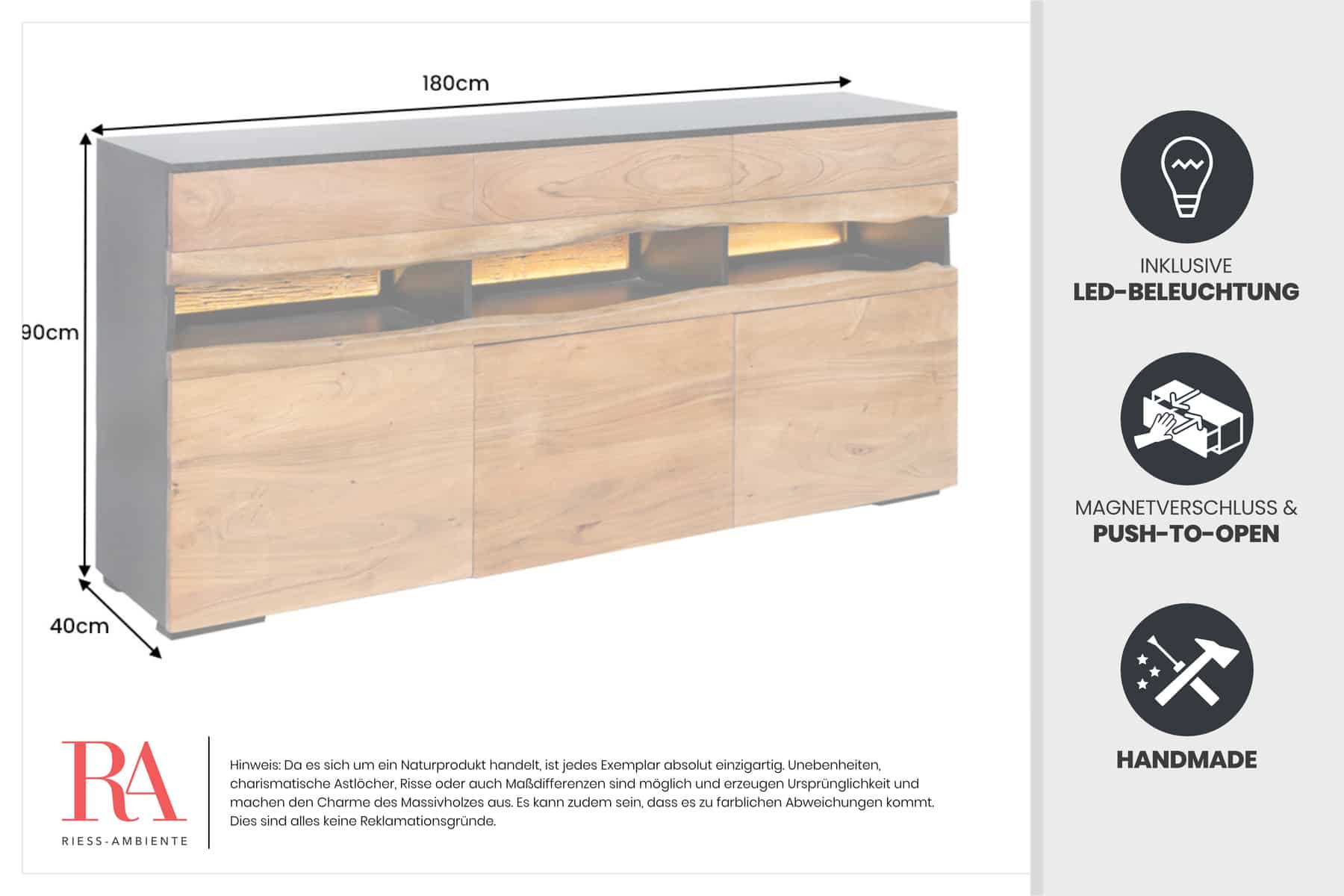 Dimensions de la table