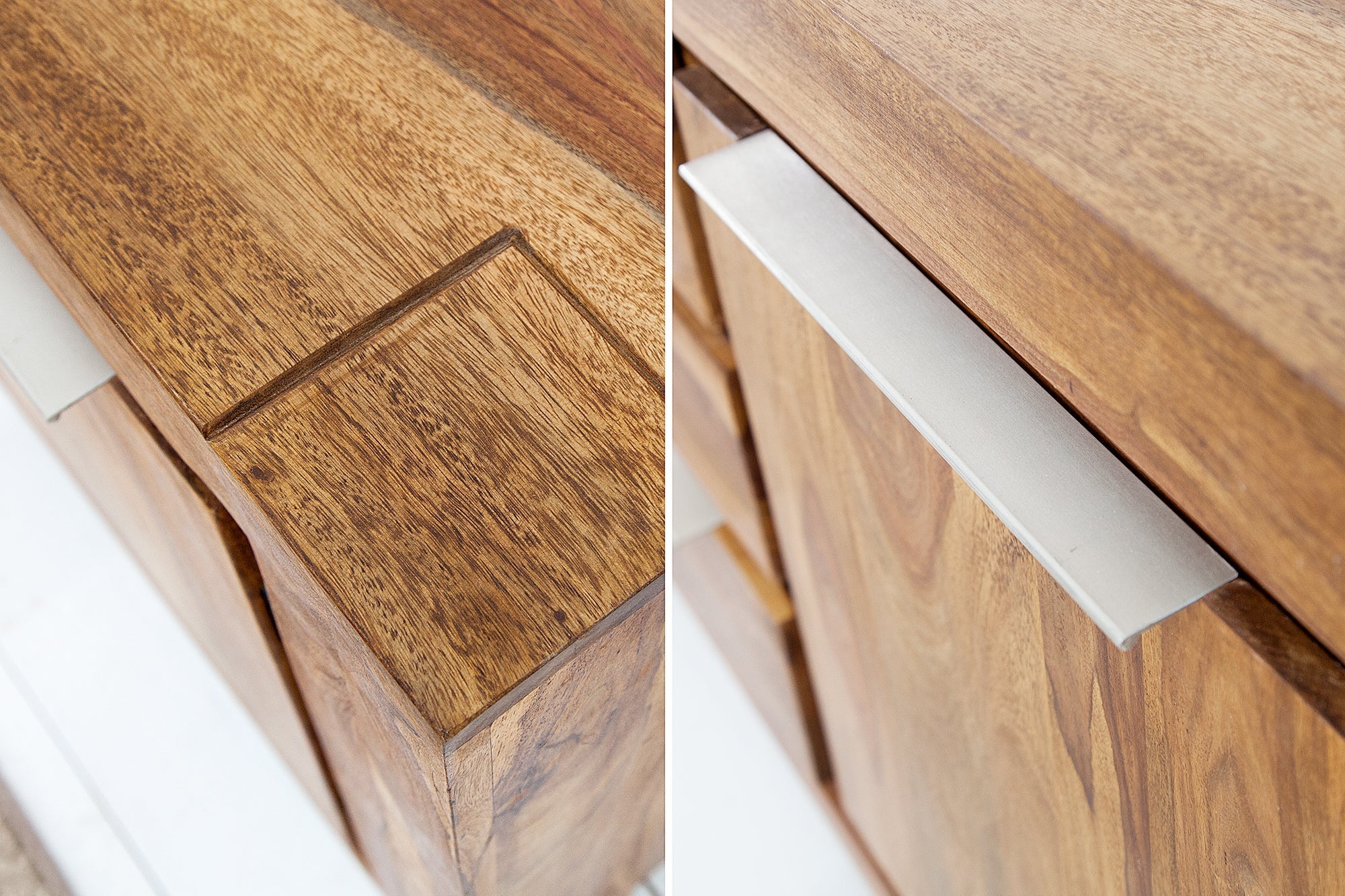 Buffet en bois massif MAKASSAR 175cm marron finition pierre Sheesham commode avec tiroirs