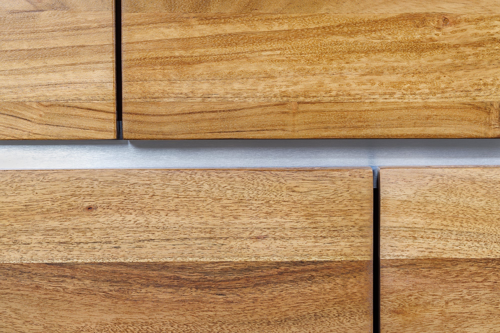 Buffet en bois massif MAMMUT 170cm bord en acacia avec tiroirs piètement luge inox