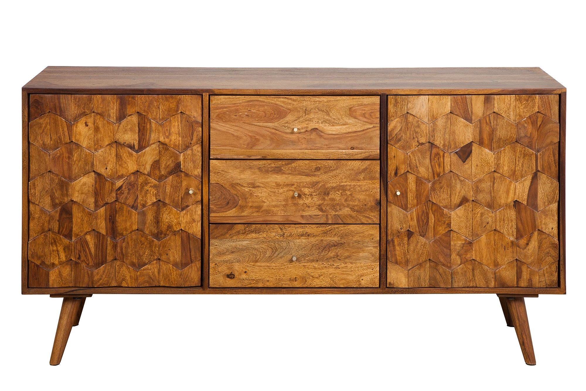Buffet en bois massif MYSTIC LIVING 145cm commode finition pierre de Sheesham marron