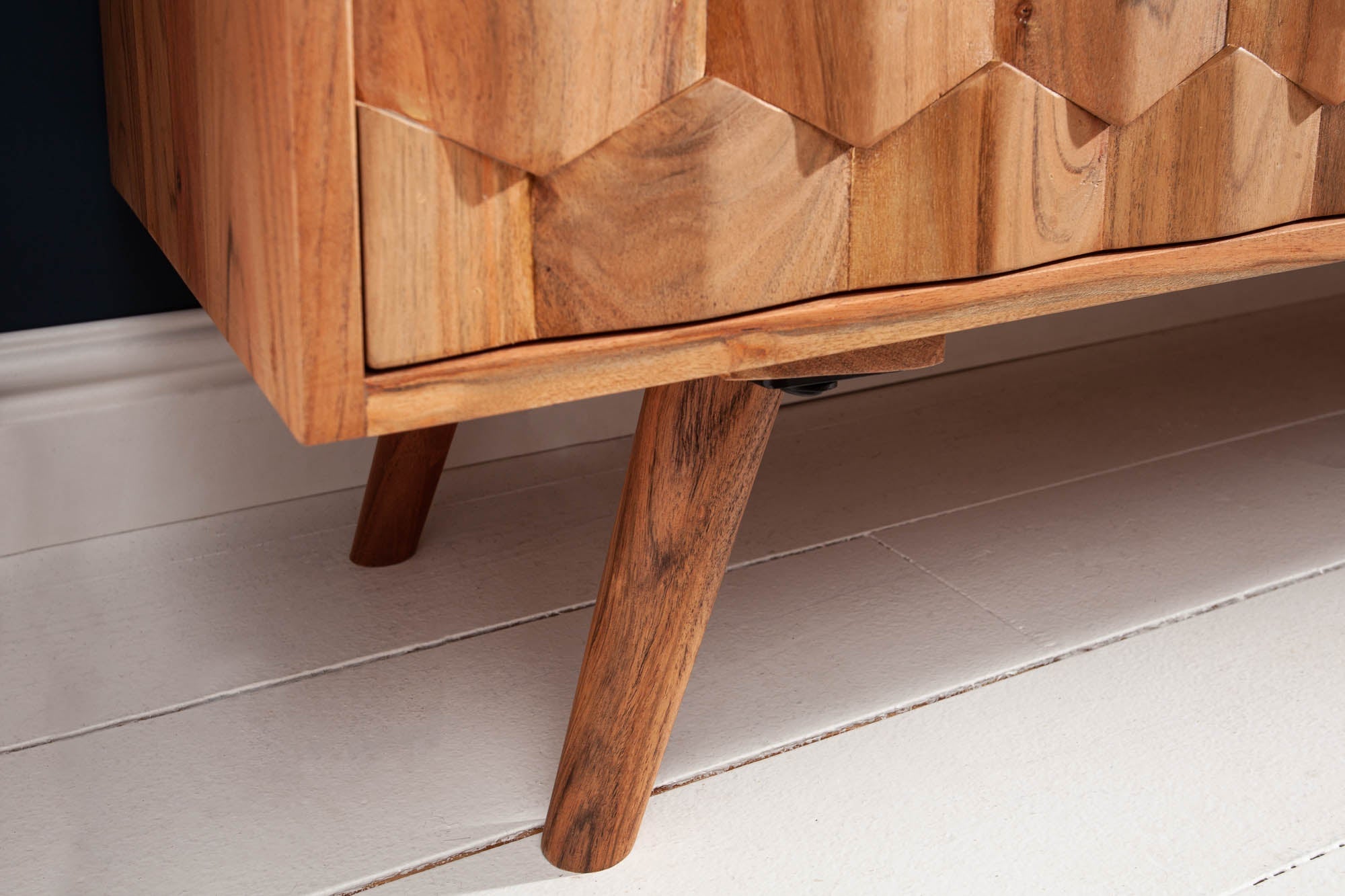 Buffet en bois massif MYSTIC LIVING Commode 145cm en acacia naturel avec tiroirs design 3D