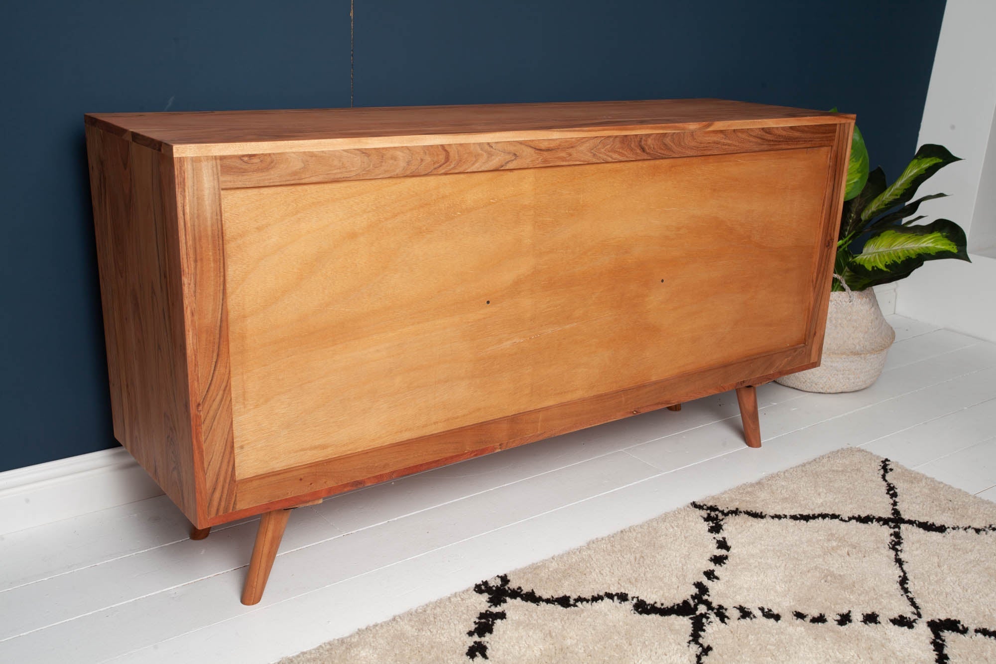 Buffet en bois massif MYSTIC LIVING Commode 145cm en acacia naturel avec tiroirs design 3D