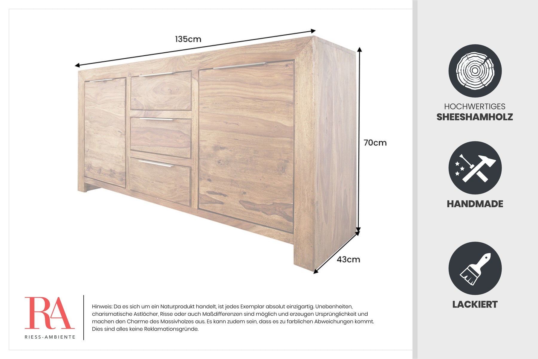 Dimensions de la table