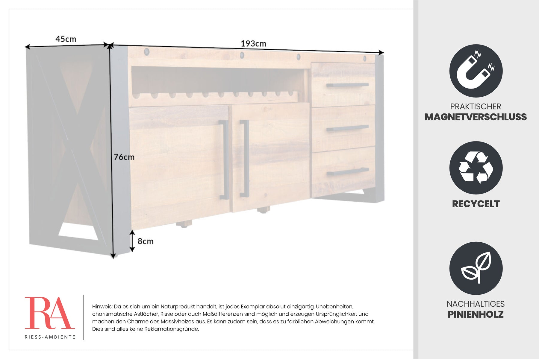 Dimensions de la table