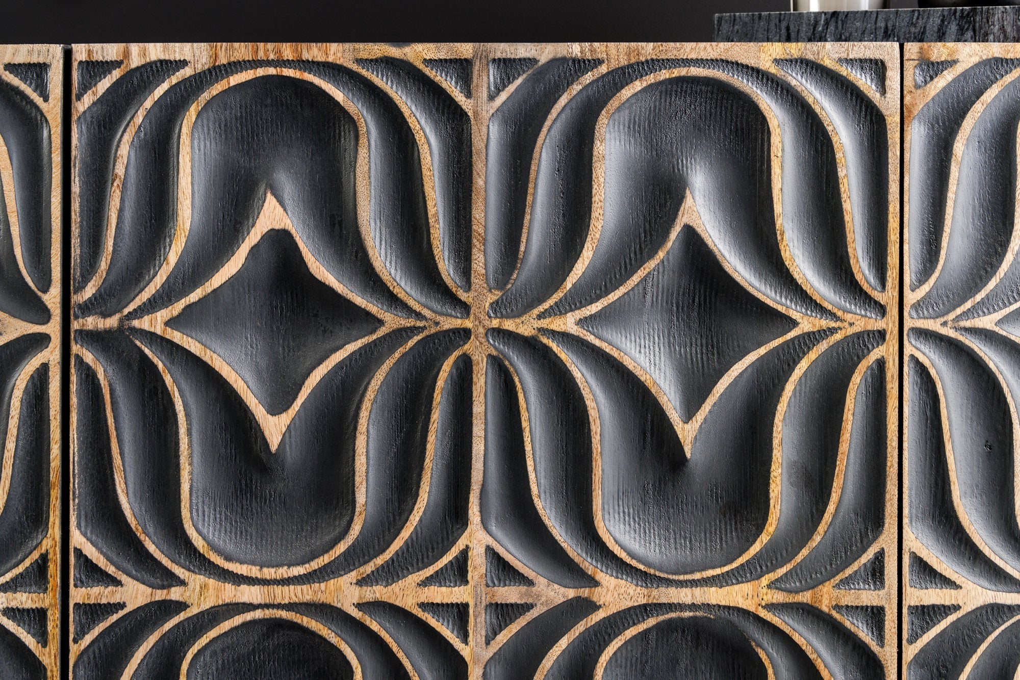 Buffet fait main PIAZZA SAN MARCO 180cm gris doré en bois de manguier massif design 3D