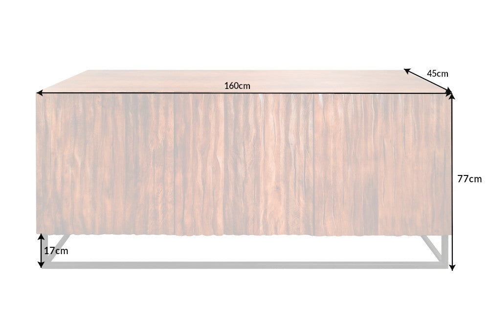 Buffet massif AMAZONAS 160cm en manguier naturel design façade