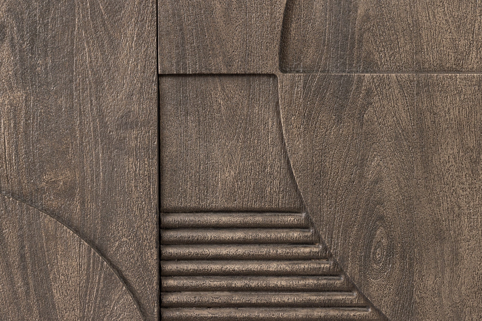 Buffet massif ART DECO 170cm bois de manguier gris façade 3D